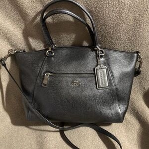 EUC Coach Pebbled Leather Prairie Satchel, color Metallic Graphite